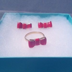 Kate Spade Red Bow: Ring & Earring Set